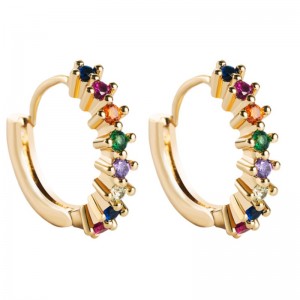 fülbevaló európai és amerikai határon átnyúló források berakott színes cirkon geometriai kör fülbevaló hip hop réz aranyozott ékszerek