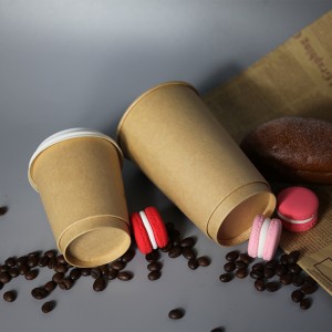 500 ml PE/PL bélés Kettős fal papír pohár 16 oz-Kraft