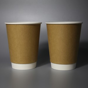 350ml PE/PLA Bélés Dupla Wall Paper Cup 12 oz-Kraft