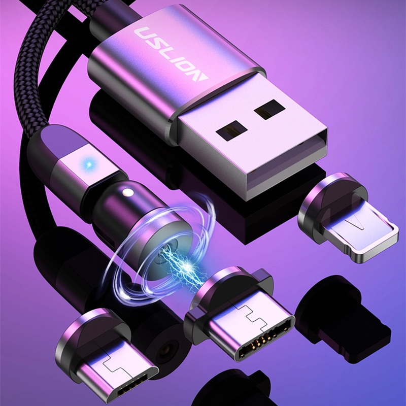 2. generációs 540 Forgatás Micro USB-C mágneses töltőkábel Nylon Fonott Mágneses gyors töltés USB-kábel