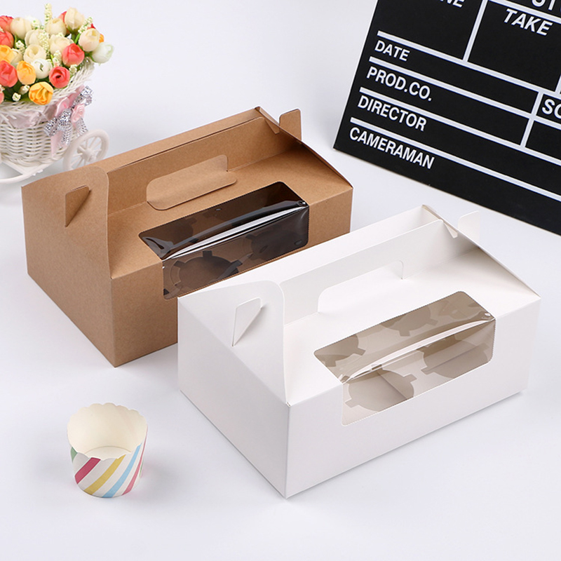 Fancy Cupcake Box 6 konténer a torta élelmiszer csomagolásához