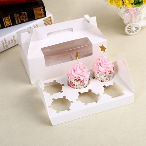 Fancy Cupcake Box 6 konténer a torta élelmiszer csomagolásához