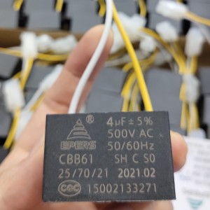 4UF 500V S0 50/60Hz CBB61 kondenzátor a kipufogó ventilátorhoz
