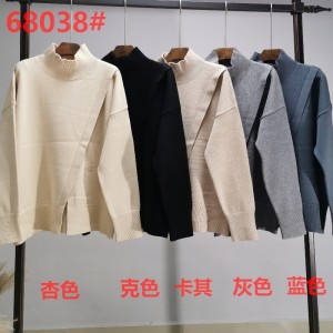 Divatos trend Casual Joker Alapítvány High Neck Knit Split Single Top 68038#