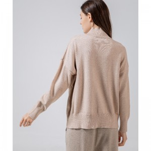 Divatos trend Casual Joker Alapítvány High Neck Knit Split Single Top 68038#