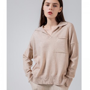 Divatos trend Egyszerű szabadidő Joker Basic Lapel Kötött egyetlen kabát 68057#