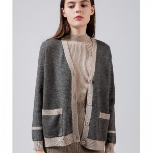 Divatos trend Casual Joker Weave Hemp Kötött Rövid kabát 69012#