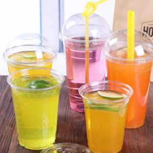 Biológiailag lebomló komposztálható PLA Tiszta műanyag pohár fedéllel