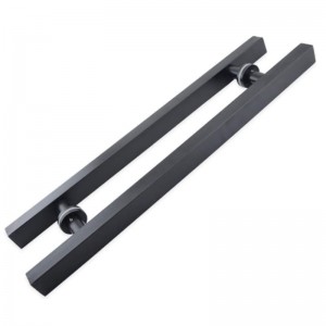 SS-031 Fekete Kiváló minőségű rozsdamentes acél üvegajtó Push Pull fogantyú H alak dupla oldal, 24 hüvelyknégyzet alakú tolóajtó fogantyú