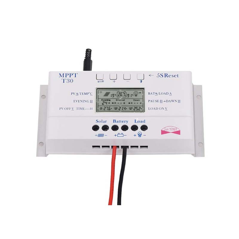 MPPT T30 30A Solar töltésvezérlő 5V USB töltő 12V 24V Auto Napelemes akkumulátor töltő LCD kijelző szabályozó