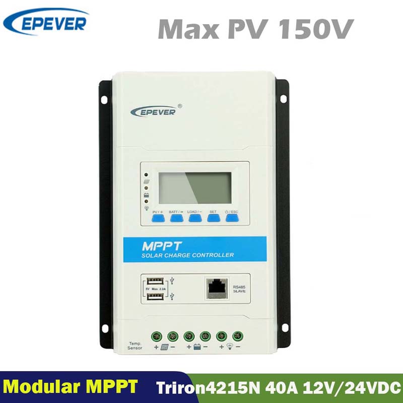 EPEVER 40A TRIRON4215N MODULAR MPPT Solar Töltési vezérlő 12V24VDC MAX.150V PV bemenet LCD kijelzőpanel szabályozó vezérlő