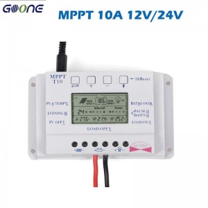 PWM 20A 10A Napelemes töltés szabályozó vezérlő T10 T20 12V 24V Auto LCD kijelző Könnyű és Dual Timer