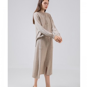 Alkalmi gyapjú kötött kétrészes hoodie készlet 69027#