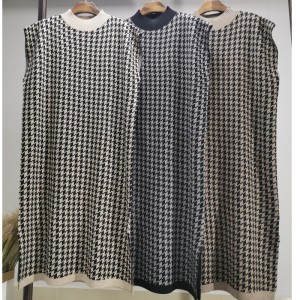 Divatos alkalmi, egyszerű gyapjúpulóver, ezer madár, félgalléros mellény, 69065#