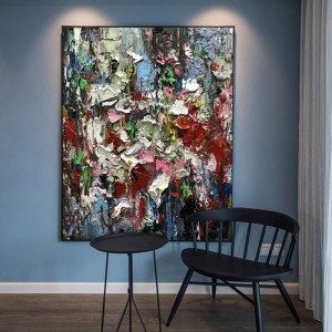 Nagykereskedelmi lépcsőház bejárati fal dekoráció modern művészet absztrakt kézzel készített olaj vászon kép festés