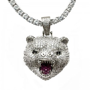 HIP-HOP INLAID CIRCON PENDAND TIGER PENDANT