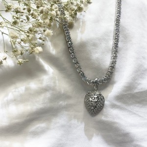 Valódi aranyozott személyre szabott hip-hop réz réz oroszlánfej kubai láncnyaklánc (kicsi)