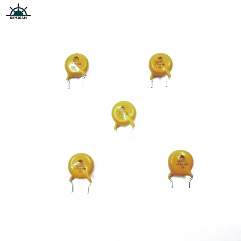 Kína ODM passzív elektronikai alkatrészek, sárga MOV 10mm hvr10d621k cink-oxid varisztor