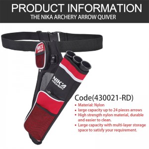 Nika Íjászat 430021 RH Red Color 3 Cső Hip Tegez Hunting Képzési íjászatnyíl Tegez tulajdonosa Bow Öv Derék Akasztott Cél Tegez