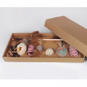 Pet farúdat toll vicces macska kibír kombinációja macska játék set box héttagú egér szizál labda vicces macska ereklyét