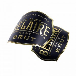 Egyéni luxus öntapadva E Gold Alumium matrica dombornyomott személyes alumínium fém borcímke vörösboros palackhoz