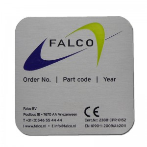 Új, kiváló minőségű egyedi fém maratott alumínium típustábla