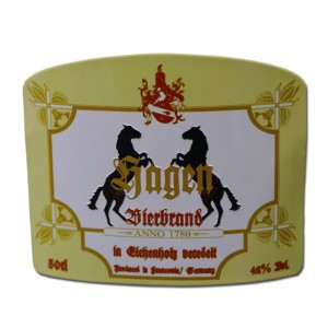 Egyéni luxus öntapadva E Gold Alumium matrica dombornyomott személyes alumínium fém borcímke vörösboros palackhoz