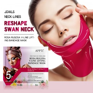 APPTI Rose rugosa V-line Emelés kötszer maszk Arc Karcsúsító öv szépség toka szűkítő hidrogél arcpakolás felemelni Chin és húzza Skin