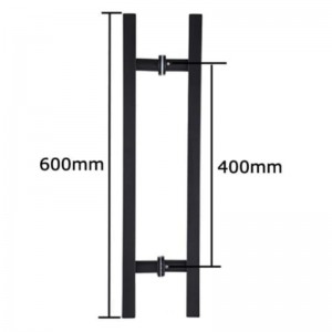 SS-031 Fekete Kiváló minőségű rozsdamentes acél üvegajtó Push Pull fogantyú H alak dupla oldal, 24 hüvelyknégyzet alakú tolóajtó fogantyú