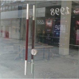 SS-039 Kortárs fa markolat kétoldalas létra stílusú húzófogantyú, rozsdamentes acél üvegajtó fogantyú