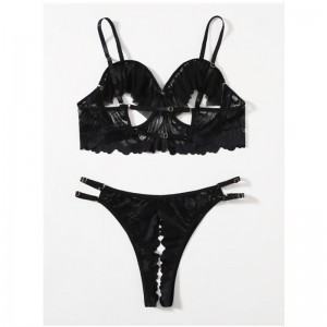 Új forró divat fekete üreges ki csipke hálónők mini ruha szexi lingeri