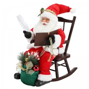 45cm Santa Claus ül a székre írásban és olvasás könyv dekoráció Figurine Collection Fabric Holiday Fesztivál Egyedi elem