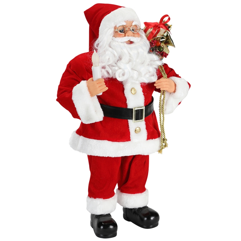 62cm karácsonyi állt Santa Claus gyertya díszítéssel díszítés figurák gyűjtemény szövet ünnepi fesztivál xmas plüss