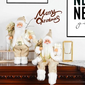 12inch ül arany santa claus figurin ajándék táska levelek és doboz visel fehér cipő karácsonyi ünnep dekoráció