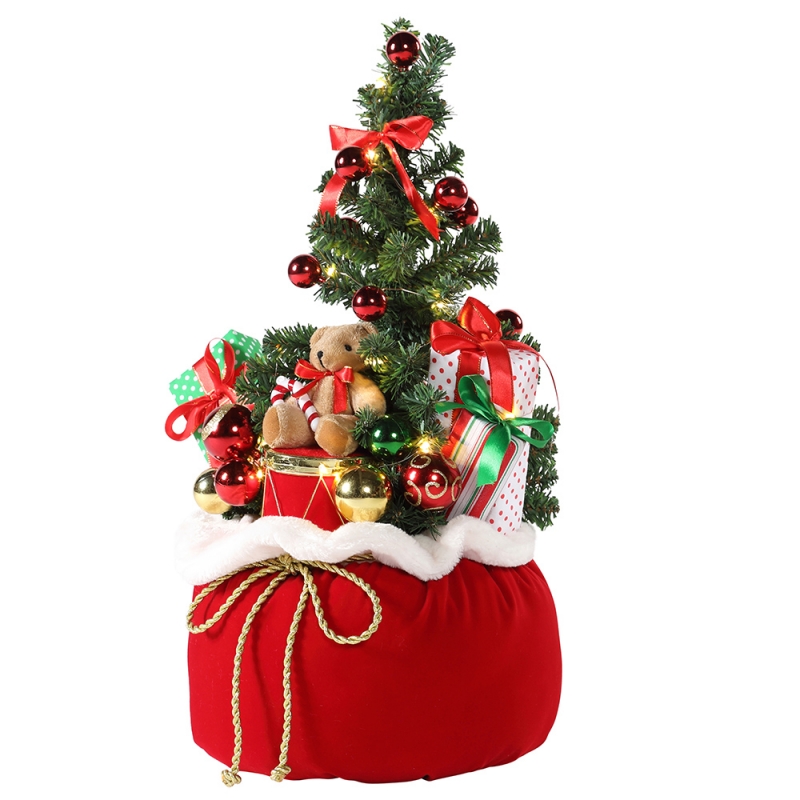60cm karácsonyi medve fa otthoni kijelző ajándékok táska lednyaralás dísz díszítés figurin party gyűjtemény karácsonyfa fények