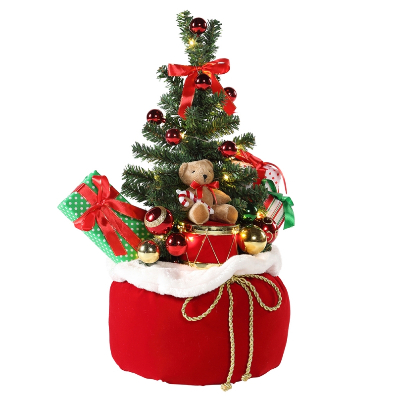 60cm karácsonyi medve fa otthoni kijelző ajándékok táska lednyaralás dísz díszítés figurin party gyűjtemény karácsonyfa fények