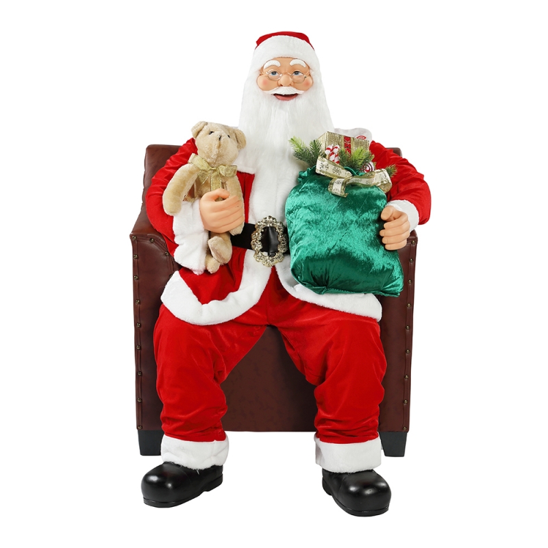 100cm karácsonyi animált kanapé Santa Claus világítással zenei dísz díszítés hagyományos ünnepi figurák gyűjteménye