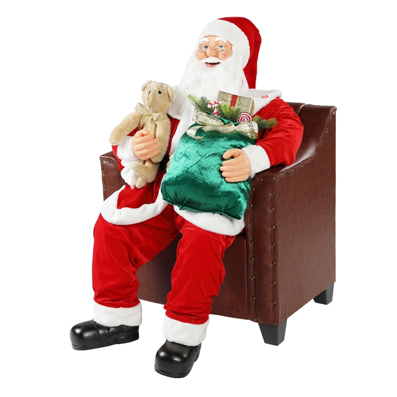 100cm karácsonyi animált kanapé Santa Claus világítással zenei dísz díszítés hagyományos ünnepi figurák gyűjteménye