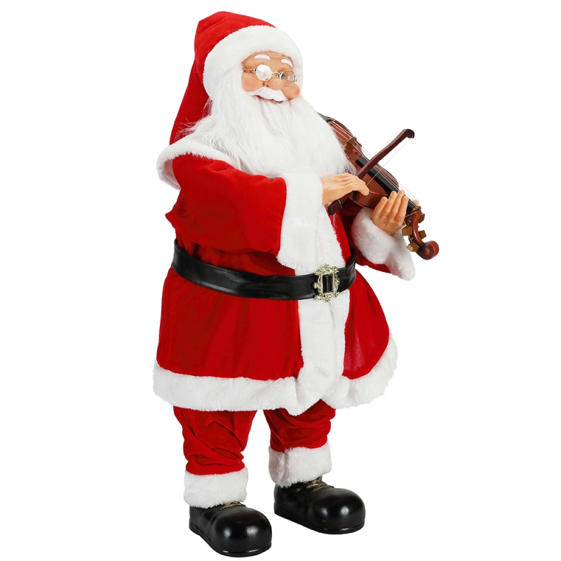 80cm Animált karácsonyi világítás Musical Santa Claus hegedű díszítéssel díszítve hagyományos ünnepi figurák gyűjteménye