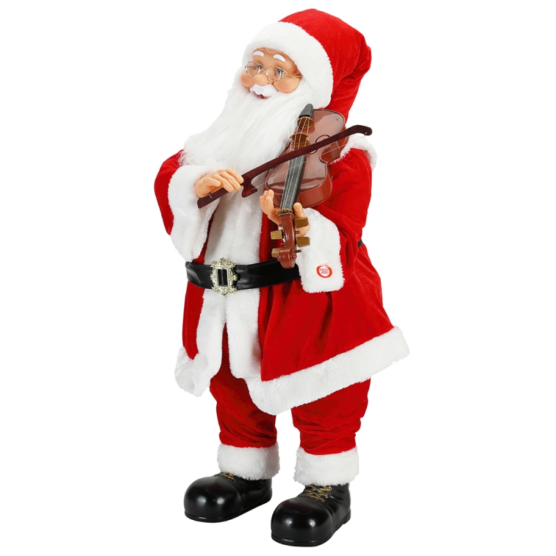 80cm Animált karácsonyi világítás Musical Santa Claus hegedű díszítéssel díszítve hagyományos ünnepi figurák gyűjteménye