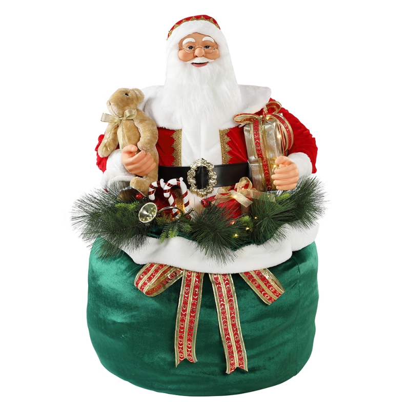 65/85 N115cm Karácsonyi animált Santa Claus világítással Holiday zenei dísz díszítés figurák gyűjtemény hagyományos