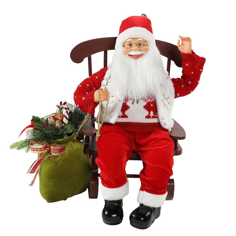 55cm szék animált Santa Claus világos karácsonyi díszítés figurák díszítése Xmas babák ünnep gyűjtemény otthoni ajándékok