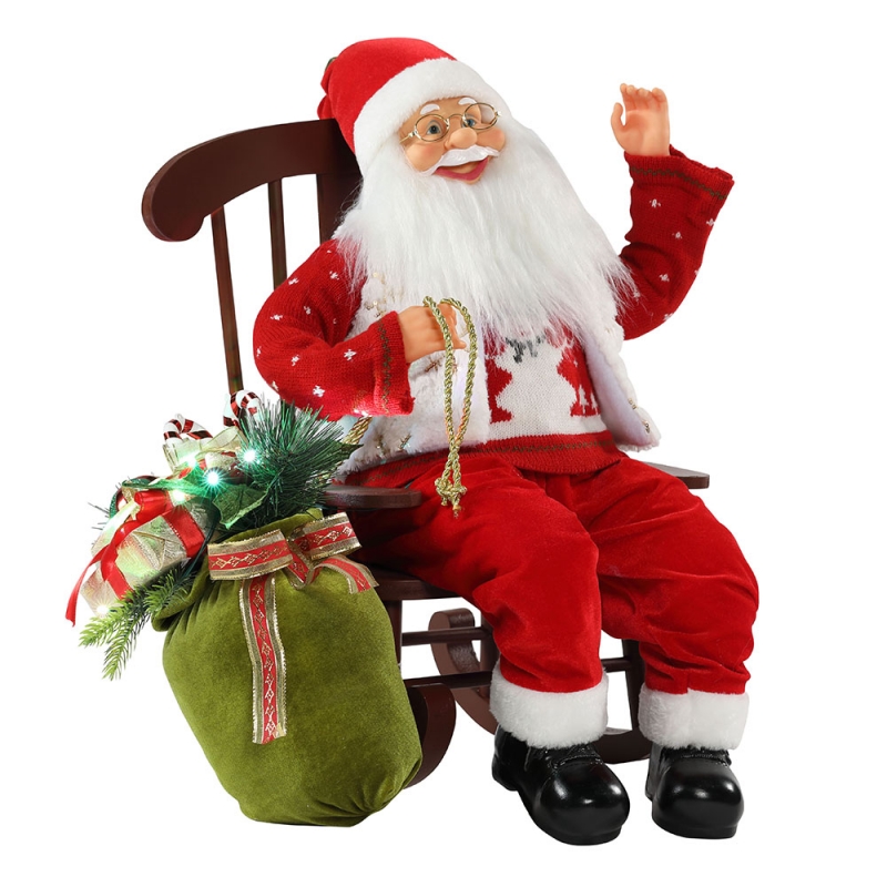 55cm szék animált Santa Claus világos karácsonyi díszítés figurák díszítése Xmas babák ünnep gyűjtemény otthoni ajándékok