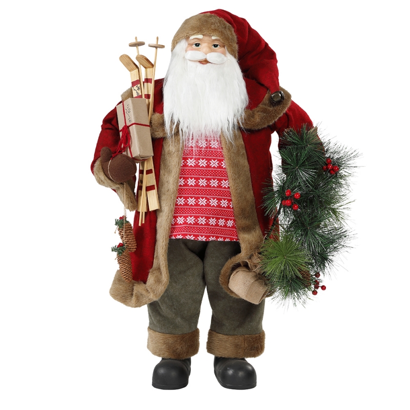 30 ~ 110cm Karácsonyi állt Santa Claus koszorú dísz díszítéssel hagyományos figurák gyűjteménye Xmas sorozat