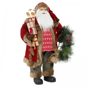 30 ~ 110cm Karácsonyi állt Santa Claus koszorú dísz díszítéssel hagyományos figurák gyűjteménye Xmas sorozat