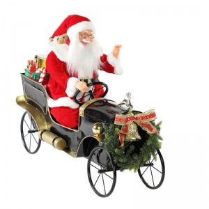 80cm animált karácsonyi autó Santa Claus világítástechnikai díszítéssel Holiday figurák gyűjtemény hagyományos Xmas