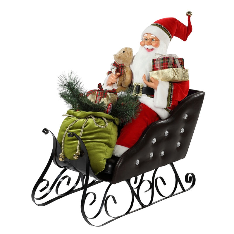 80cm ülő szán Santa Claus világító díszítéssel karácsonyi dekorációTradional Holiday figurák gyűjteménye