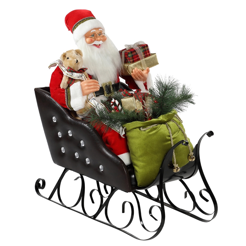 80cm ülő szán Santa Claus világító díszítéssel karácsonyi dekorációTradional Holiday figurák gyűjteménye