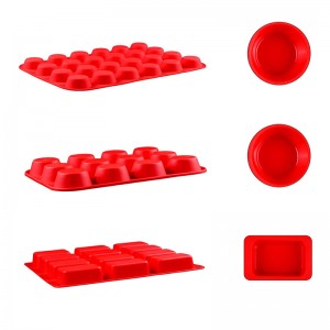 Kerek téglalap alakú szilikon muffin tál formák, sütőeszközök