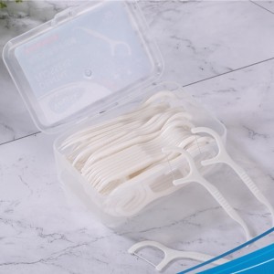 Privát címke Biológiailag lebontható fogpiszkáló eldobható orális bambusz faszén/wooden/weha szalma/plastic Flosser Stick Dental Floss Pick
